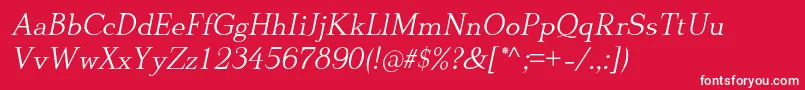 DionisiiotfLightItalic Font – White Fonts on Red Background