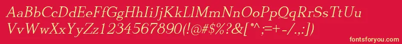 DionisiiotfLightItalic Font – Yellow Fonts on Red Background