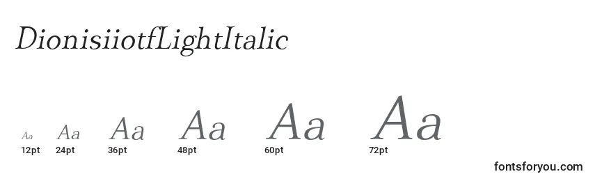 Размеры шрифта DionisiiotfLightItalic
