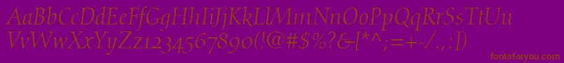 DiotimaItalicOldstyleFigures-Schriftart – Braune Schriften auf violettem Hintergrund