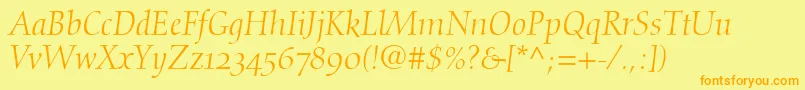DiotimaItalicOldstyleFigures Font – Orange Fonts on Yellow Background