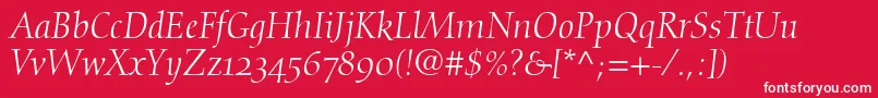DiotimaItalicOldstyleFigures Font – White Fonts on Red Background