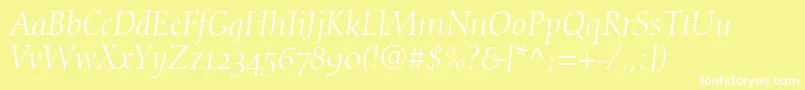 DiotimaItalicOldstyleFigures Font – White Fonts on Yellow Background