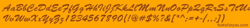 BrushNormal-Schriftart – Braune Schriften auf orangefarbenem Hintergrund