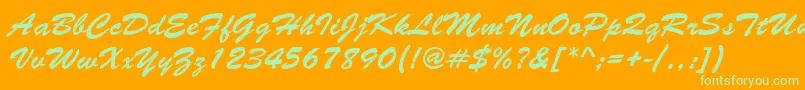 Fonte BrushNormal – fontes verdes em um fundo laranja