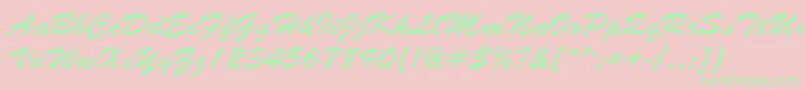 BrushNormal-Schriftart – Grüne Schriften auf rosa Hintergrund