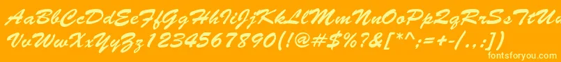 Saiba mais sobre a fonte BrushNormal Fonte BrushNormal – fontes amarelas em um fundo laranja