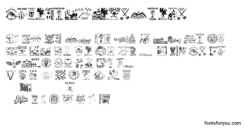 Schriftart StencilPunksDings – Alphabet, Zahlen, spezielle Symbole