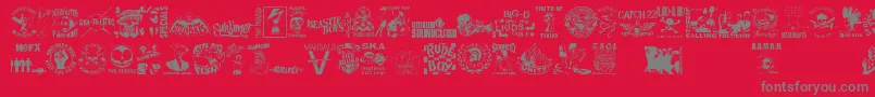 フォントStencilPunksDings – 赤い背景に灰色の文字
