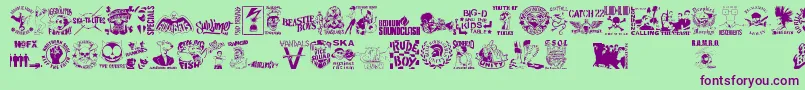 StencilPunksDings Font – Purple Fonts on Green Background