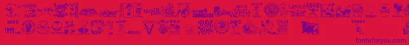 StencilPunksDings-Schriftart – Violette Schriften auf rotem Hintergrund
