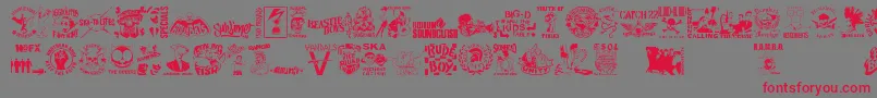 StencilPunksDings-Schriftart – Rote Schriften auf grauem Hintergrund