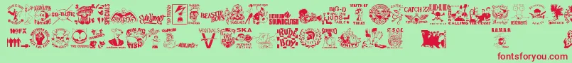 Шрифт StencilPunksDings – красные шрифты на зелёном фоне