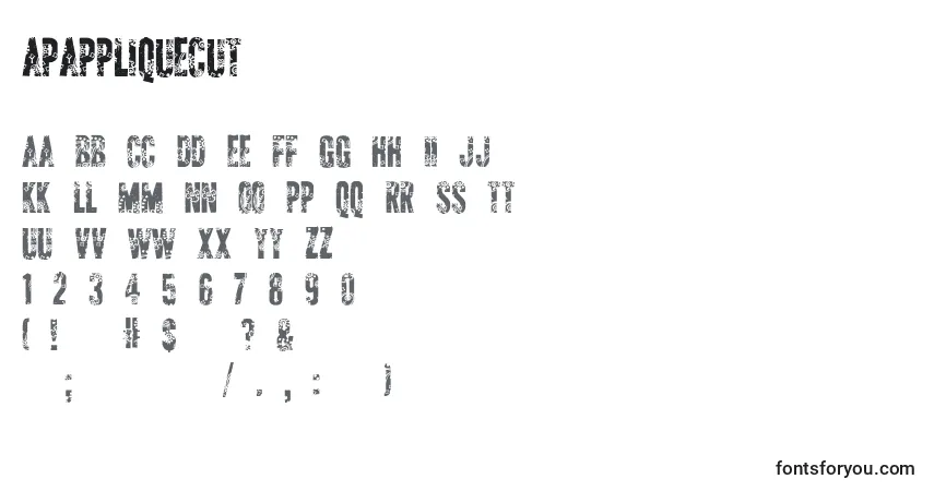 Schriftart ApAppliqueCut – Alphabet, Zahlen, spezielle Symbole