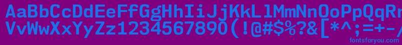 Nk57MonospaceNoBd-Schriftart – Blaue Schriften auf violettem Hintergrund