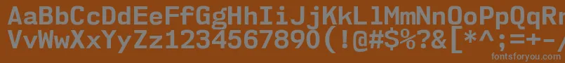 Nk57MonospaceNoBd-fontti – harmaat kirjasimet ruskealla taustalla