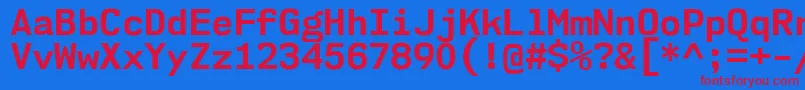 Nk57MonospaceNoBd Font – Red Fonts on Blue Background