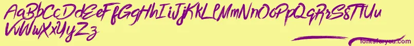Czcionka BottomlessScript – fioletowe czcionki na żółtym tle