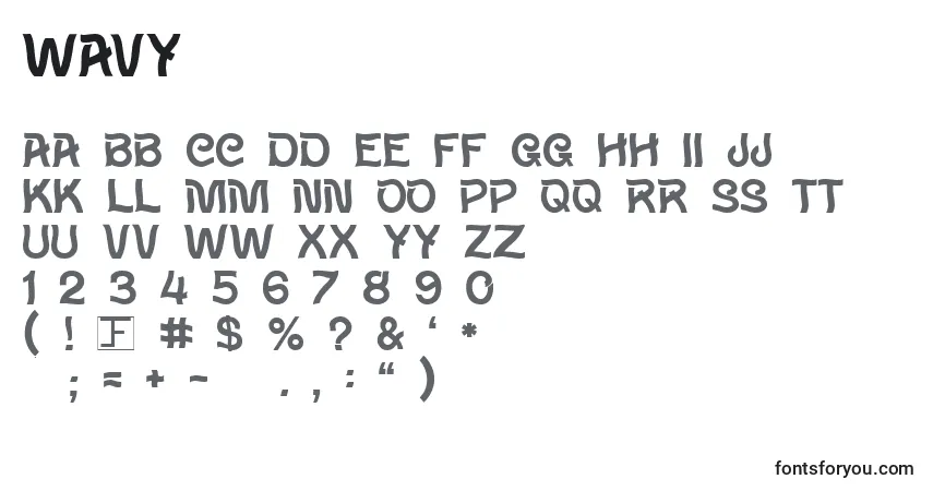 Schriftart Wavy – Alphabet, Zahlen, spezielle Symbole