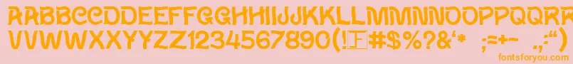 Wavy-Schriftart – Orangefarbene Schriften auf rosa Hintergrund