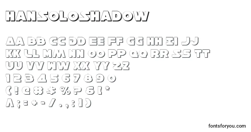 Шрифт HanSoloShadow – алфавит, цифры, специальные символы