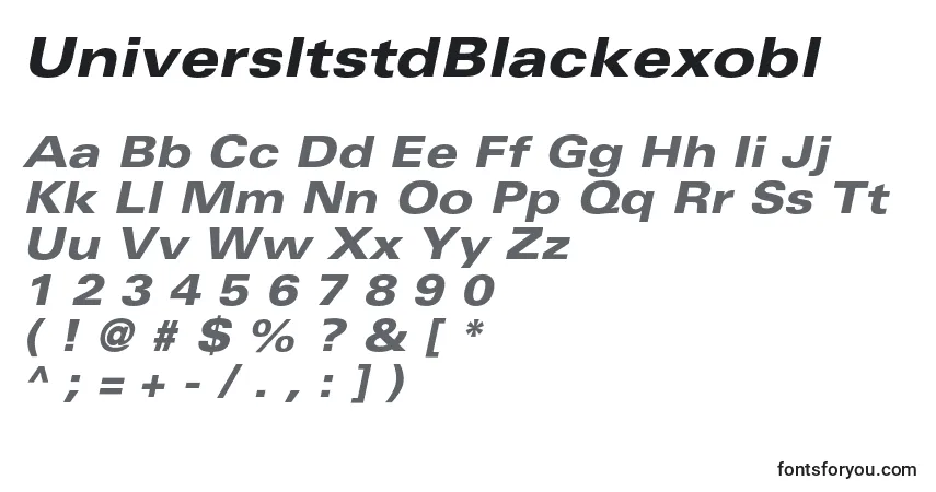 Шрифт UniversltstdBlackexobl – алфавит, цифры, специальные символы