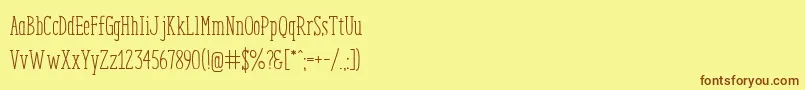 フォントEnyoSerifRegular – 茶色の文字が黄色の背景にあります。