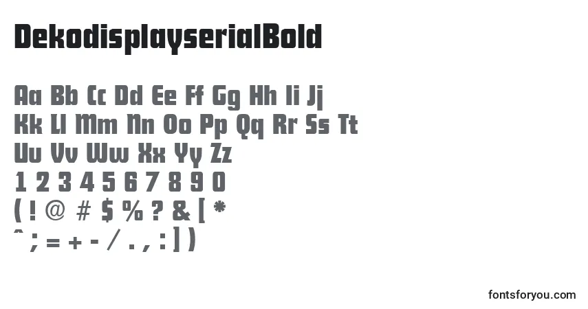 A fonte DekodisplayserialBold – alfabeto, números, caracteres especiais