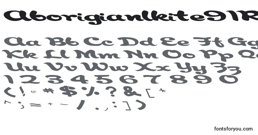 A fonte Aborigianlkite91RegularTtext – alfabeto, números, caracteres especiais