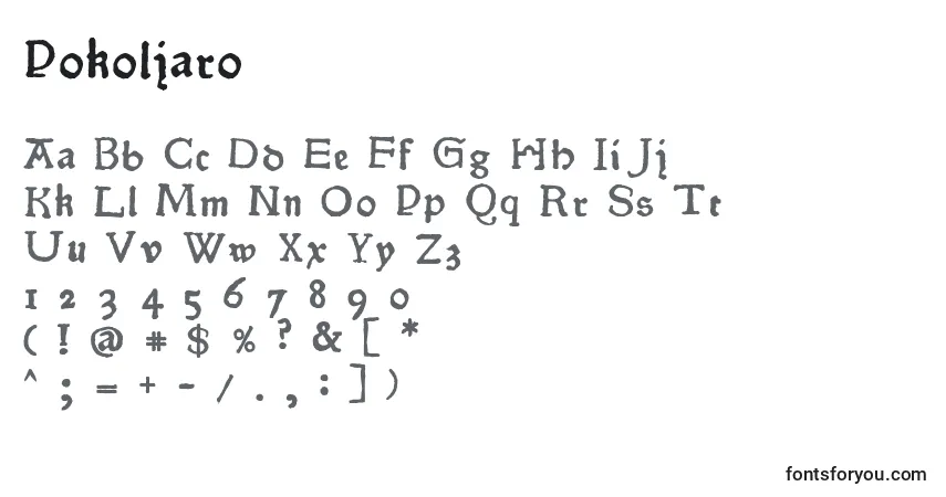 Czcionka Pokoljaro – alfabet, cyfry, specjalne znaki