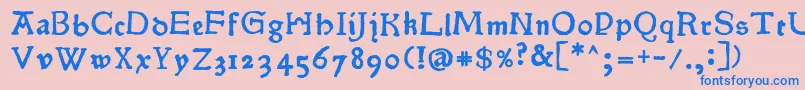 Pokoljaro-fontti – siniset fontit vaaleanpunaisella taustalla