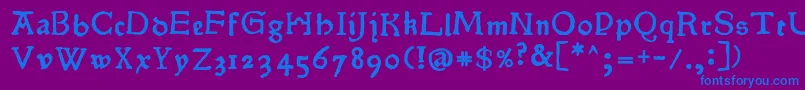 フォントPokoljaro – 紫色の背景に青い文字