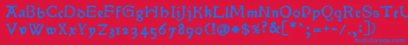 Pokoljaro-fontti – siniset fontit punaisella taustalla