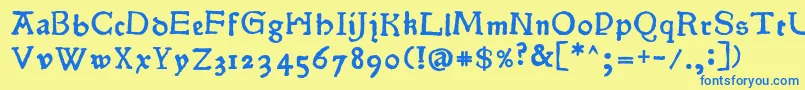 Pokoljaro-Schriftart – Blaue Schriften auf gelbem Hintergrund