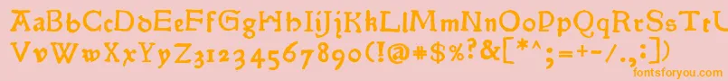 フォントPokoljaro – オレンジの文字がピンクの背景にあります。