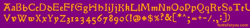 Pokoljaro-fontti – oranssit fontit violetilla taustalla