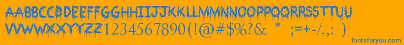 Bloodthirsty Font – Blue Fonts on Orange Background