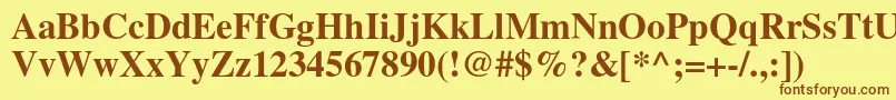 フォントAgteutonicacBold – 茶色の文字が黄色の背景にあります。