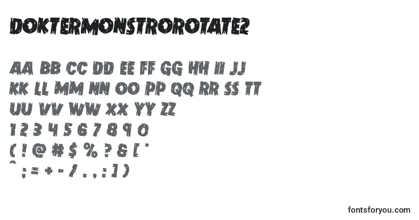 Czcionka Doktermonstrorotate2 – alfabet, cyfry, specjalne znaki