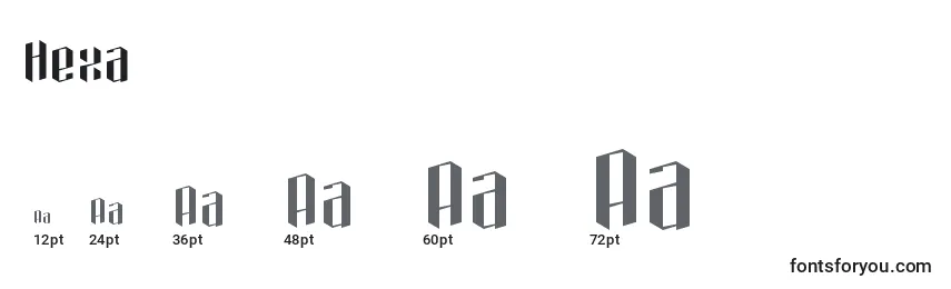 Размеры шрифта Hexa