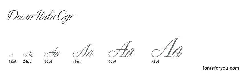DecorItalicCyr Font Sizes