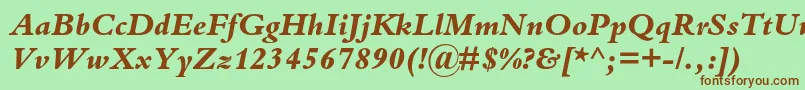 BembostdExtrabolditalic Font – Brown Fonts on Green Background