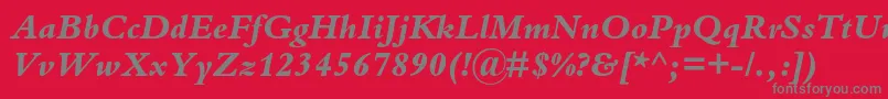 BembostdExtrabolditalic Font – Gray Fonts on Red Background