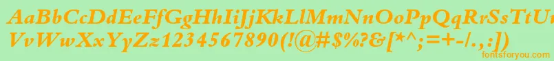 フォントBembostdExtrabolditalic – オレンジの文字が緑の背景にあります。