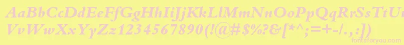 BembostdExtrabolditalic Font – Pink Fonts on Yellow Background