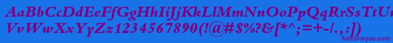 BembostdExtrabolditalic Font – Purple Fonts on Blue Background