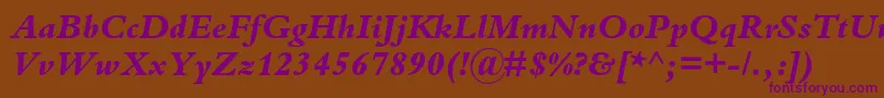 BembostdExtrabolditalic Font – Purple Fonts on Brown Background