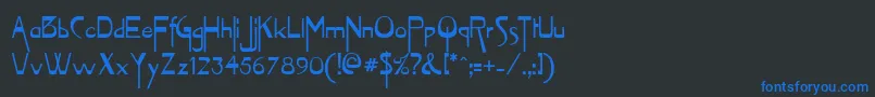 Vireofn-Schriftart – Blaue Schriften auf schwarzem Hintergrund