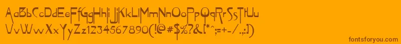 Vireofn-Schriftart – Braune Schriften auf orangefarbenem Hintergrund