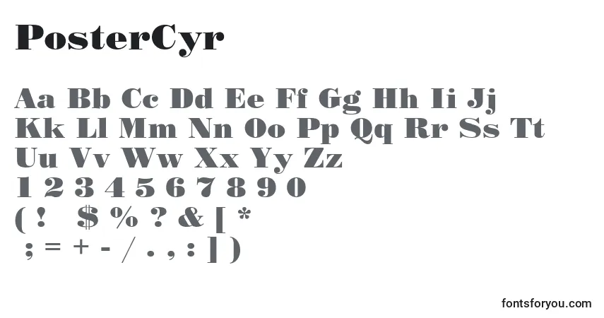 Schriftart PosterCyr – Alphabet, Zahlen, spezielle Symbole
